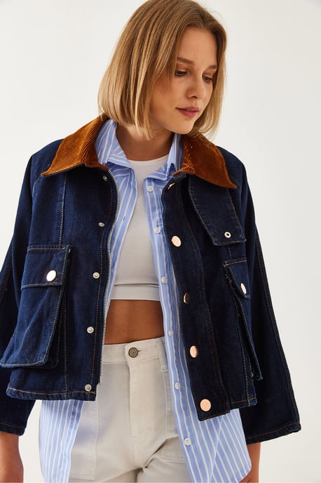 Denim Kavaj med Samtalskrage - Image 4