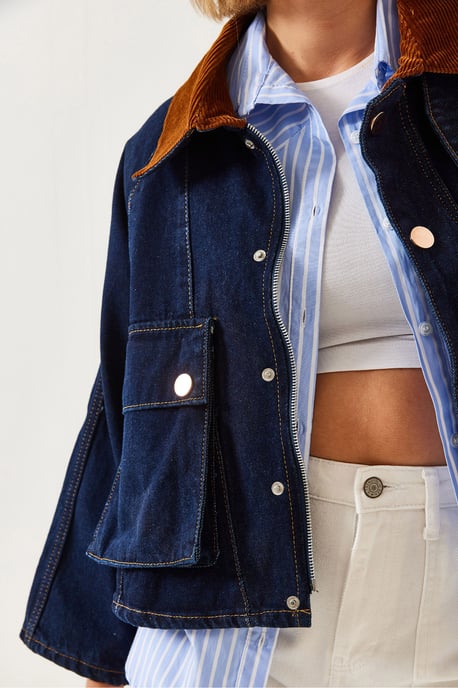 Denim Kavaj med Samtalskrage - Image 5