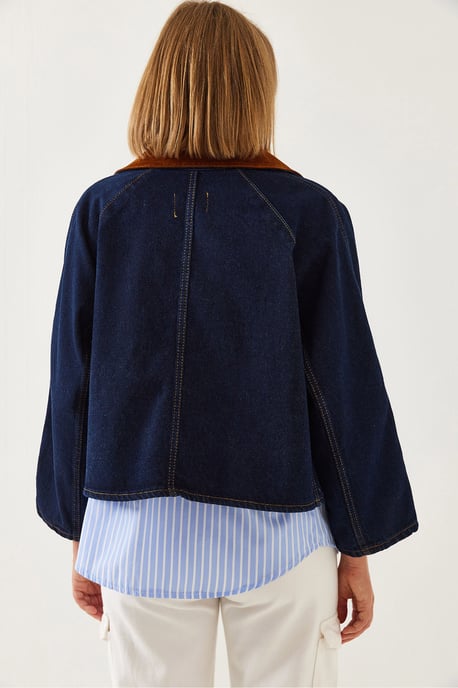 Denim Kavaj med Samtalskrage - Image 6