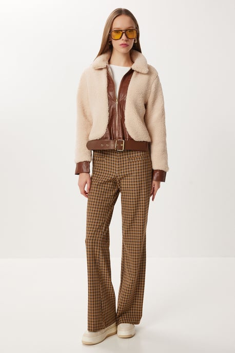 Faux läderdetaljerad plyjacket - Image 3
