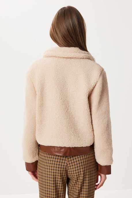 Faux läderdetaljerad plyjacket - Image 5