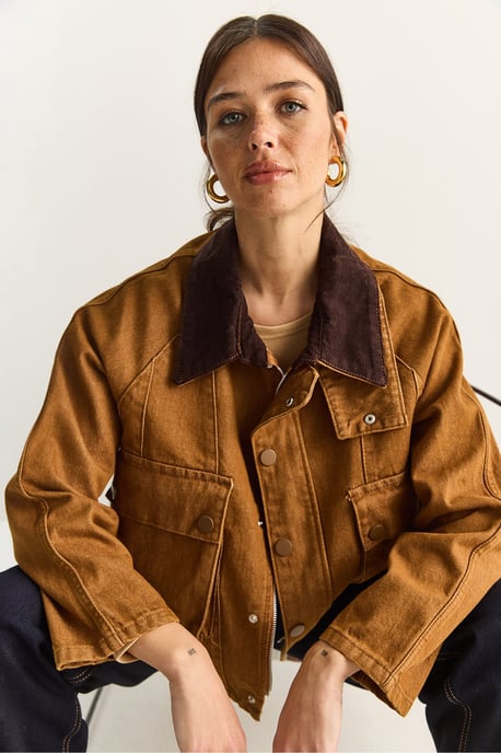 Oversized Denimmössa med knäppning och fickor - Image 2
