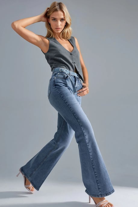 SQUALO High Waist Flare Jeans - Image 2