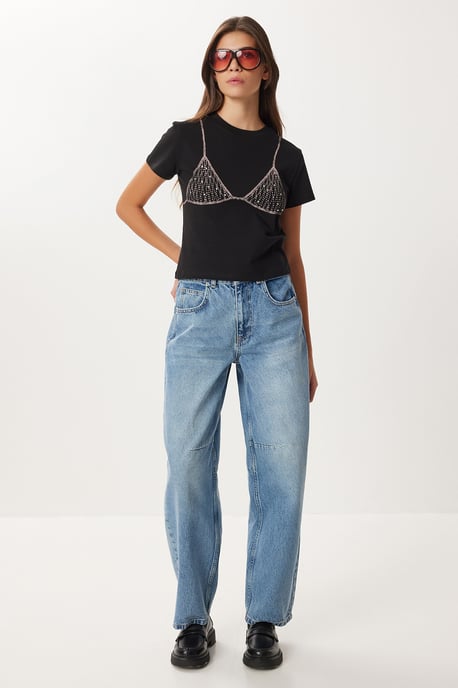 Höga midja ballongjeans med stövelmanschett - Image 1