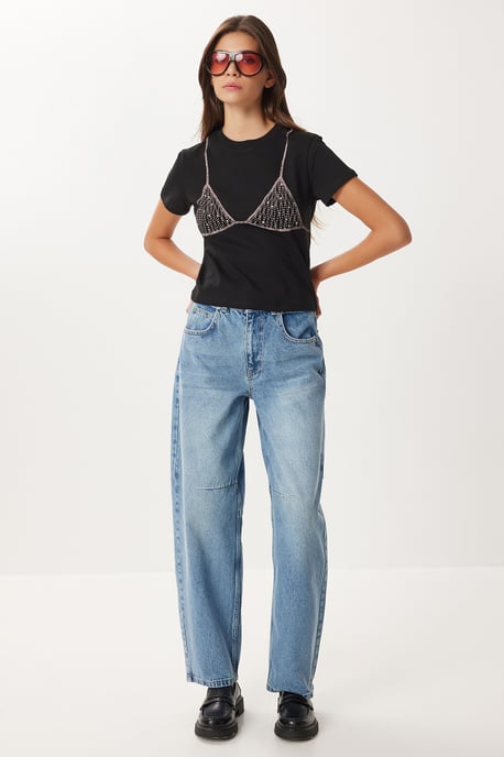 Höga midja ballongjeans med stövelmanschett - Image 2