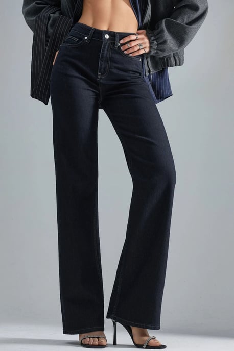 SQUALO High Waist Straight Leg Denim Jeans - Image 1