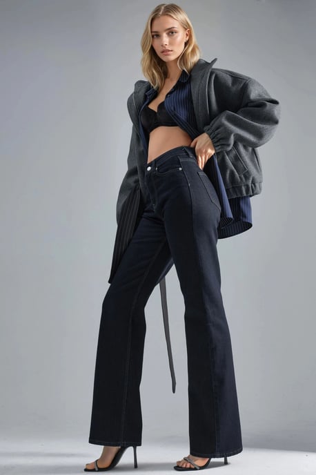 SQUALO High Waist Straight Leg Denim Jeans - Image 2