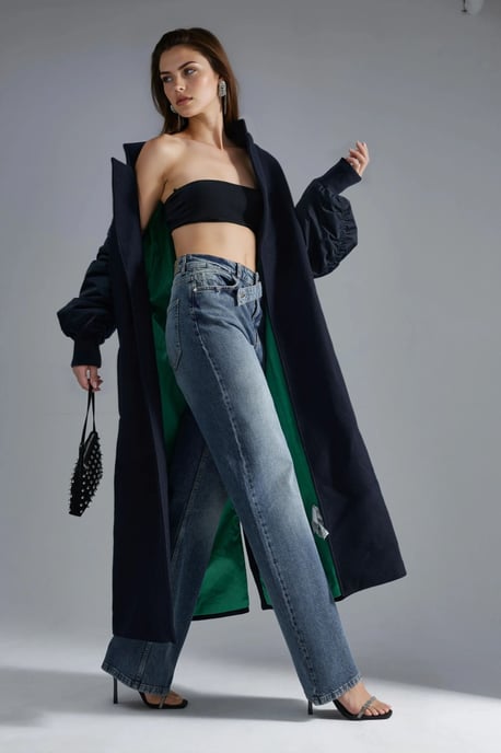 SQUALO Hoge Taille Wijde Pijpen Denim Jeans - Image 5