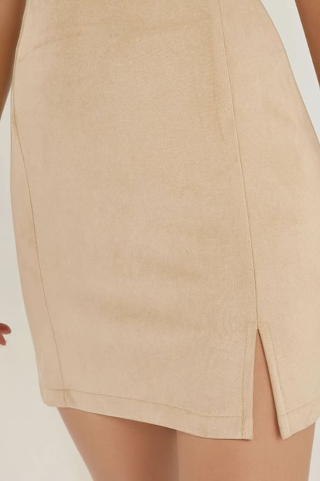 Hoge Taille Mini Suède Rok met Splits - Image 2