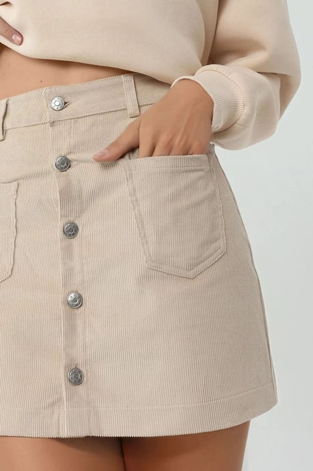 Hoge Taille Rechte Minirok met Knopsluiting - Image 2
