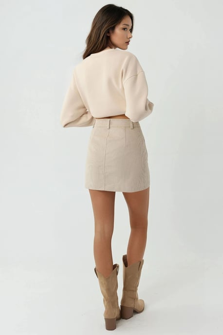 Hoge Taille Rechte Minirok met Knopsluiting - Image 3