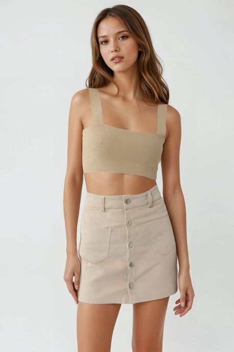 Hoge Taille Rechte Minirok met Knopsluiting - Image 5