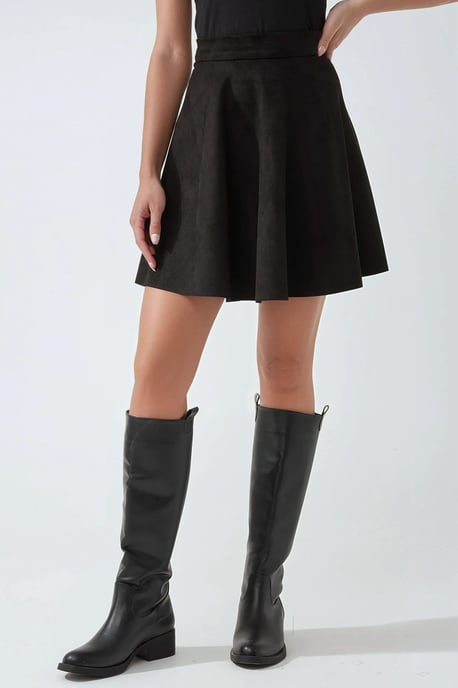 Elegante Hoge Taille Suède Mini Rok - Image 1