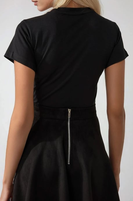 Elegante Hoge Taille Suède Mini Rok - Image 5