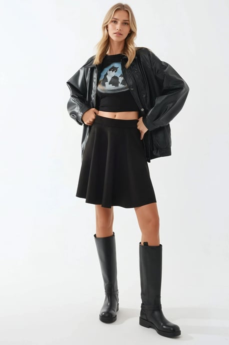 Hoge Taille Faux Suède Minirok met Ritsluiting - Image 2