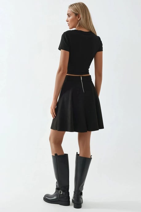 Hoge Taille Faux Suède Minirok met Ritsluiting - Image 3
