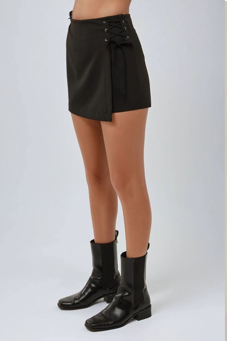 Hoge taille korte rok met strikdetail - Image 5