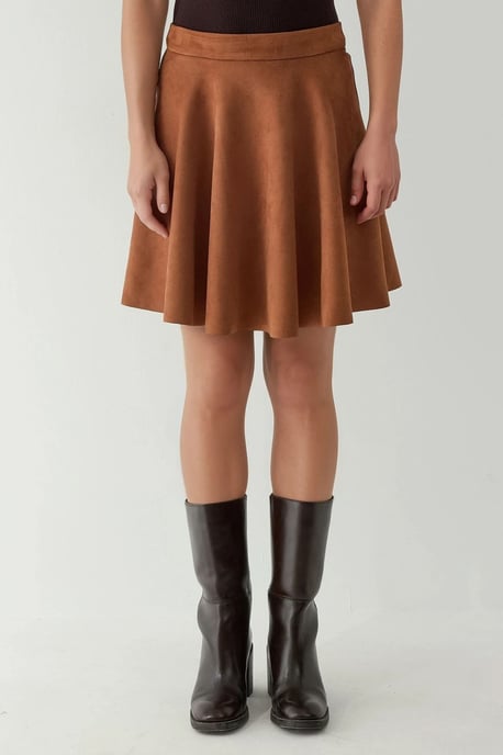 Hoge Taille Faux Suède Minirok met Ritsluiting - Image 1