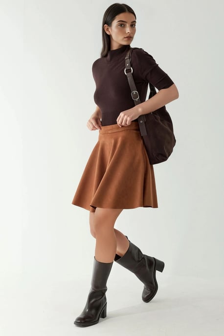 Hoge Taille Faux Suède Minirok met Ritsluiting - Image 2