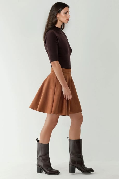 Hoge Taille Faux Suède Minirok met Ritsluiting - Image 4