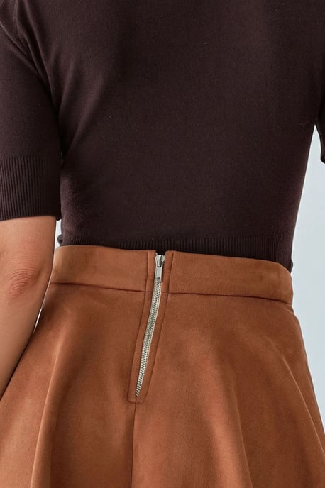Hoge Taille Faux Suède Minirok met Ritsluiting - Image 5
