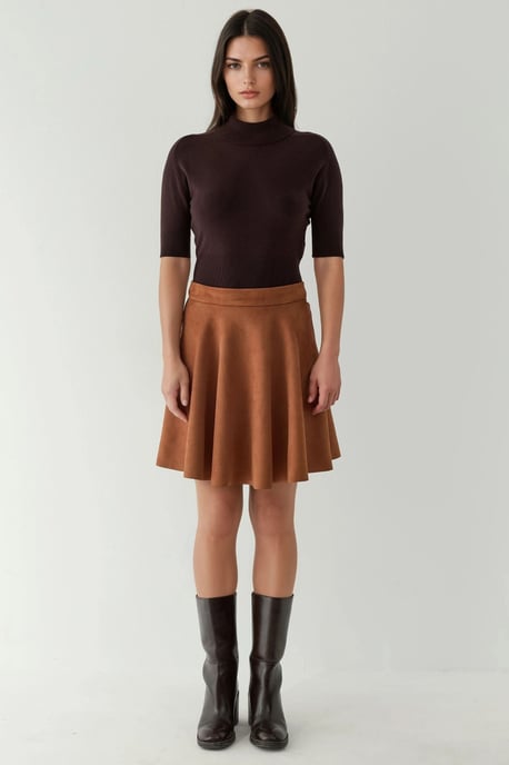 Hoge Taille Faux Suède Minirok met Ritsluiting - Image 6