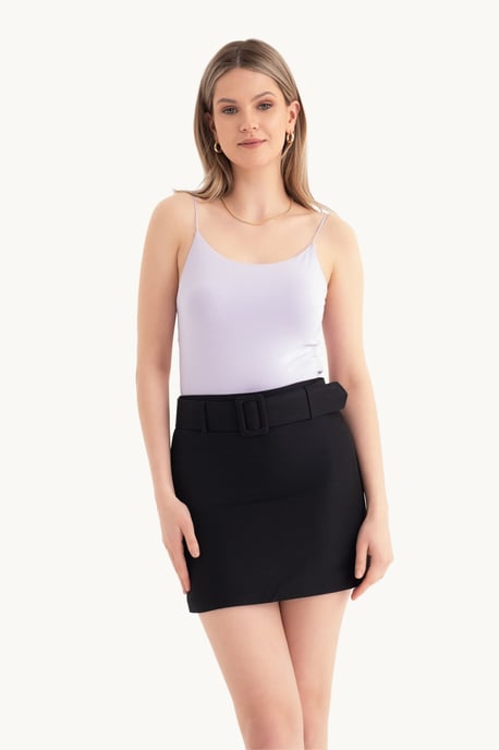 Hoge Taille Minirok met Een Ceintuur Detail - Image 1