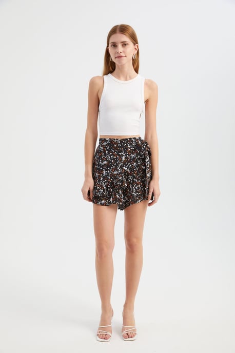 Bloemige Hoge Taille Shorts met een Ceintuur Detail - Image 3