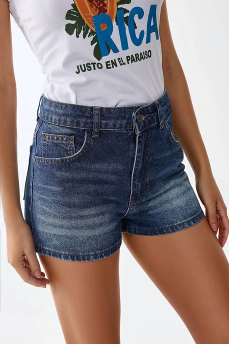 Hoge Taille Verwoeste Denim Shorts - Image 1