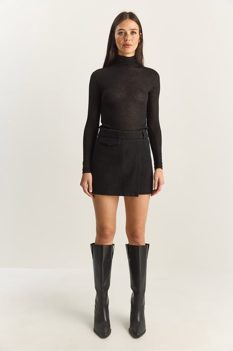 Hoge Taille Strakke Mini Shorts met Zak - Image 2