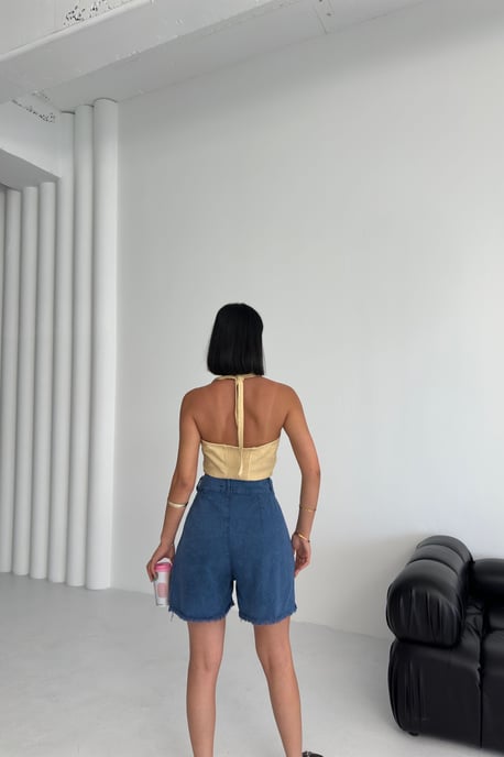 Hoge Taille Wijde Pijpen Denim Shorts - Image 2
