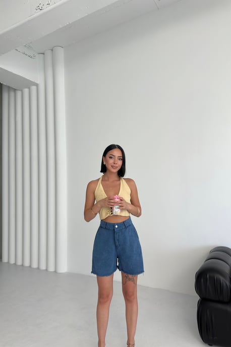 Hoge Taille Wijde Pijpen Denim Shorts - Image 5