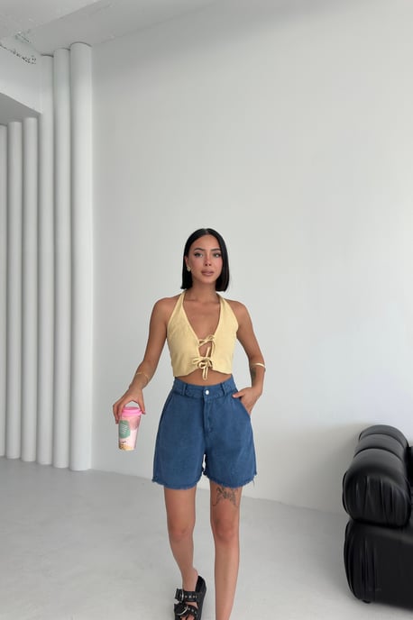 Hoge Taille Wijde Pijpen Denim Shorts - Image 6
