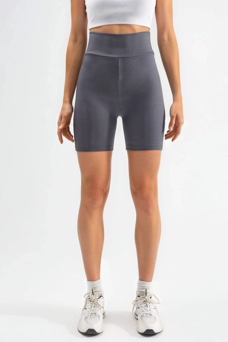 Hög midja ribbade cykelshorts - Image 2