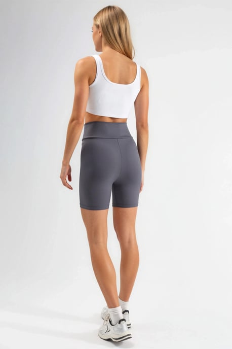 Hög midja ribbade cykelshorts - Image 4