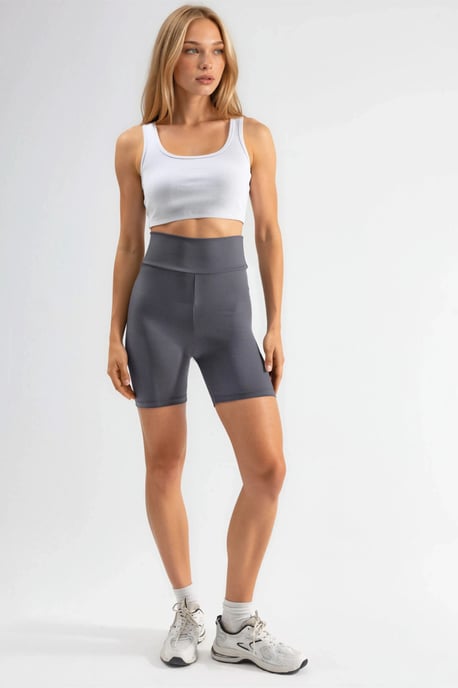Hög midja ribbade cykelshorts - Image 5
