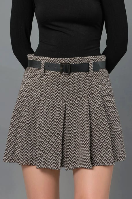 High Waist Pleated Mini Skorts - Image 1