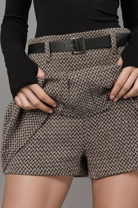 High Waist Pleated Mini Skorts - Image 2