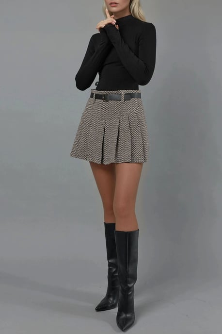 High Waist Pleated Mini Skorts - Image 3