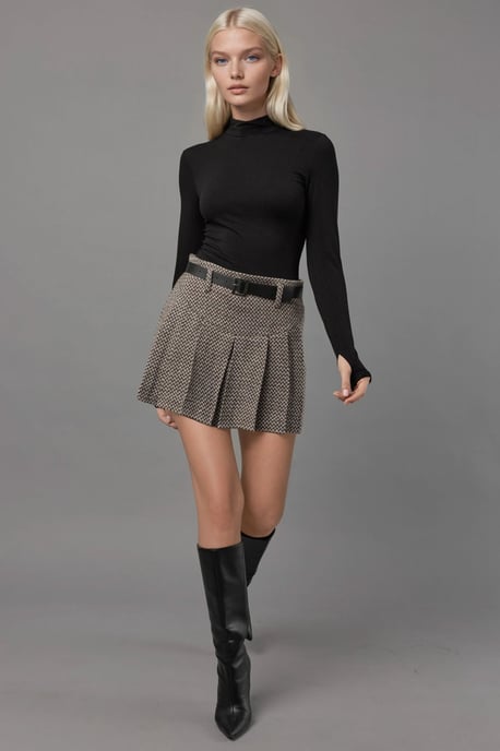 High Waist Pleated Mini Skorts - Image 4