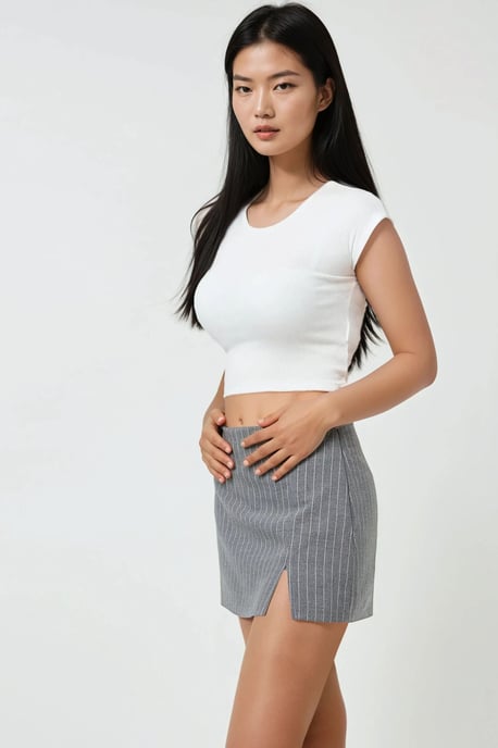 Randiga Mini Skorts med Slitsdetalj - Image 4