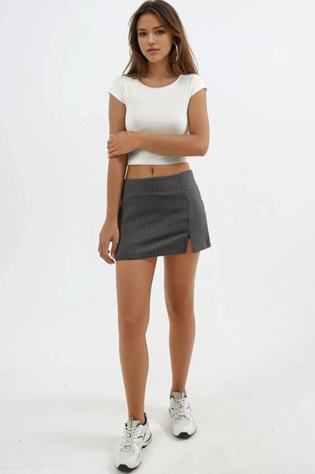 Randiga Mini Skorts med Slitsdetalj - Image 3