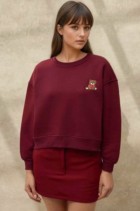 Geborduurd Comfortabel Fits Katoenen Sweatshirt - Image 2