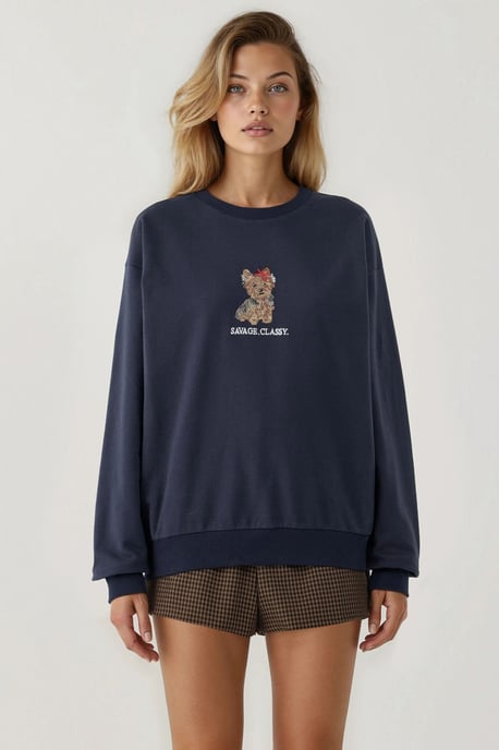 Embroidered Crew Neck Sweatshirt - Image 3