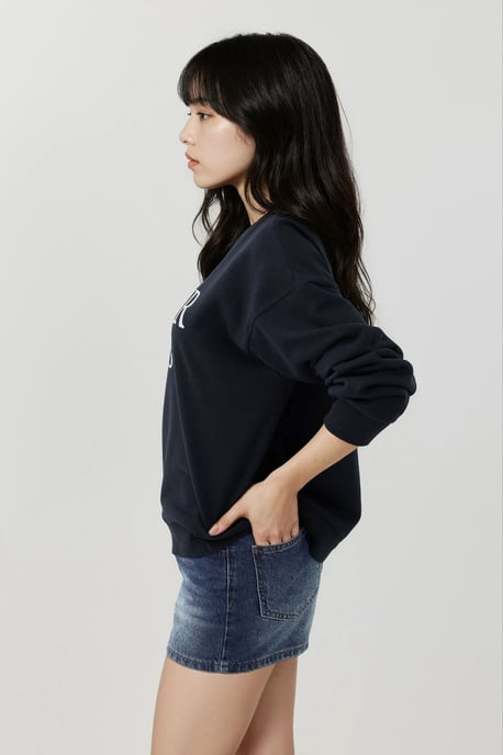 Printed Crew Neck Relaxed Fit Raised Sweatshirt - Image 3