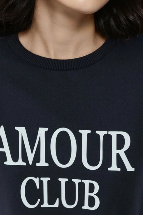 Printed Crew Neck Relaxed Fit Raised Sweatshirt - Image 4