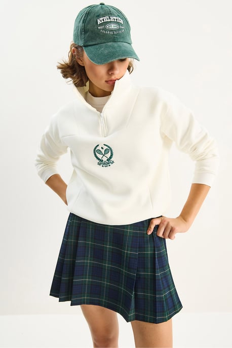 Broderad dragkedja krage sweatshirt - Image 3