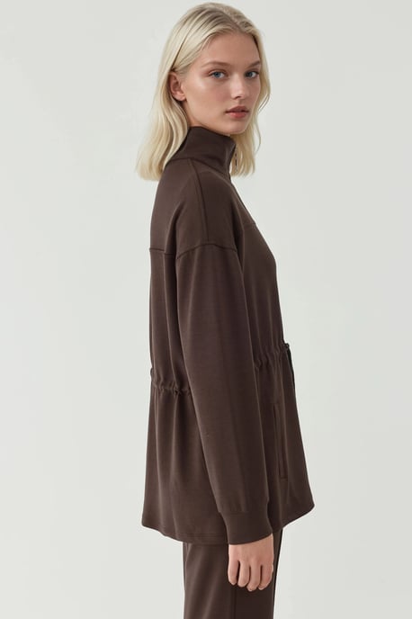 Modal Touch Lange Jas met Verstelbare Taille - Image 3