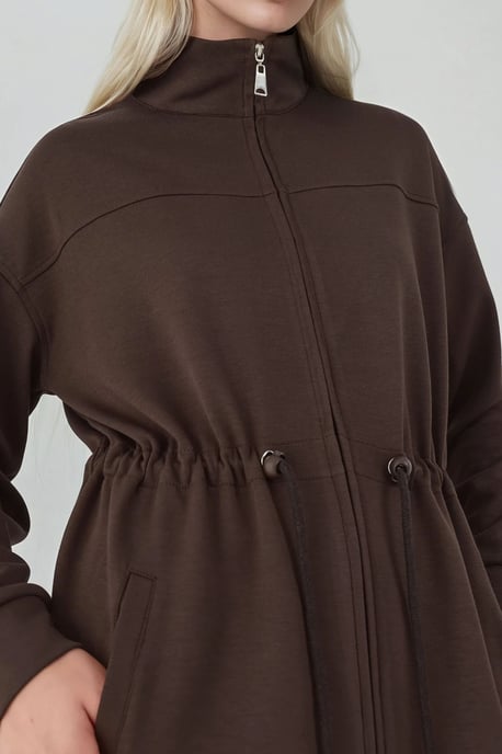 Modal Touch Lange Jas met Verstelbare Taille - Image 4