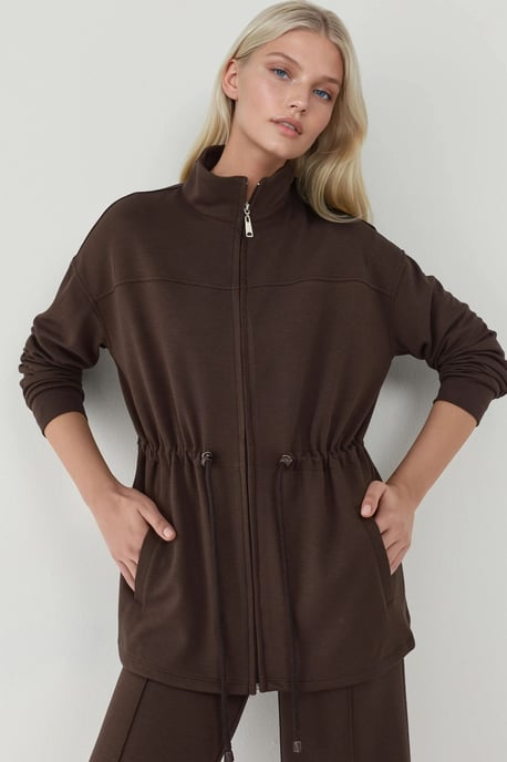 Modal Touch Lange Jas met Verstelbare Taille - Image 6